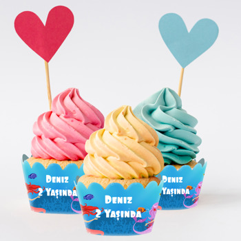 Renkli Denizkızları Temalı Cupcake Sargısı