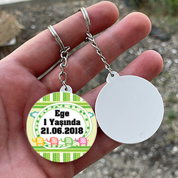 Renkli Filler Temalı Daire Plastik Anahtarlık