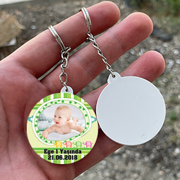 Renkli Filler Temalı Resimli Daire Plastik Anahtarlık