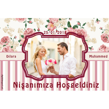 Renkli Gül Temalı Nişan Afiş