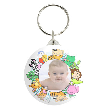 Renkli Hayvanlar Temalı Fotoğraflı Anahtarlık
