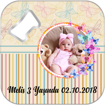 Renkli Kelebekler Temalı Kare Magnet Açacak