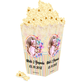 Renkli Kelebekler Temalı Popcorn Kutusu