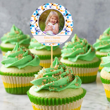 Renkli Kelebekler Temalı Resimli Kürdan Süs