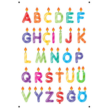 Renkli Mum Temalı Alfabetik Şekilli Sticker
