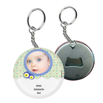 Renkli Puantiyel Temalı Bebek Arkası Açacak Anahtarlık