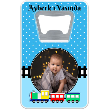 Renkli Tren Temalı Dikdörtgen Magnet Açacak
