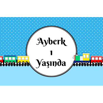 Renkli Tren Temalı Doğum Günü Afiş