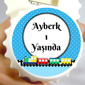 Renkli Tren Temalı Kapak Şekilli Magnet Açacak
