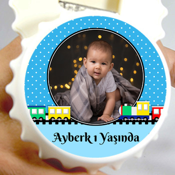 Renkli Tren Temalı Resimli Kapak Şekilli Magnet Açacak