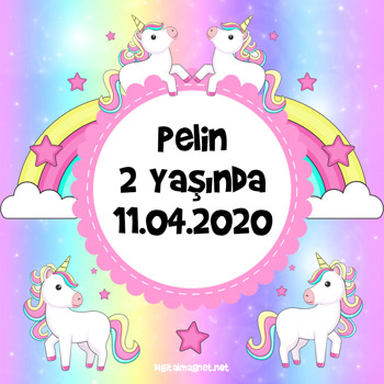 Renkli Unicorn Temalı Doğum Günü Afiş
