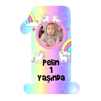 Renkli Unicorn Temalı Doğum Günü Magnet