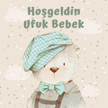 Retro Ayıcık Temalı Kare Doğum Günü Parti Afiş