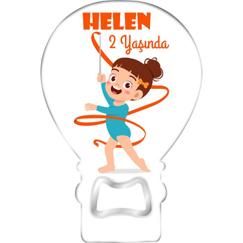 Ritmik Jimnastikçi Kız Temalı Balon Ahşap Magnet 