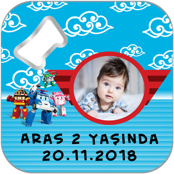 Robocar Poli Temalı Kare Magnet Açacak