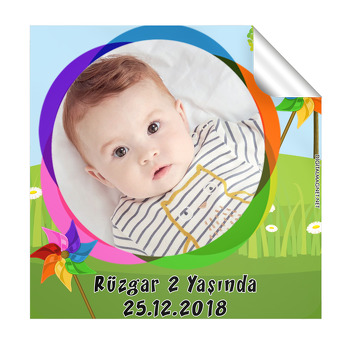 Rüzgar Gülü Temalı Doğum Günü  Kare Etiket