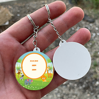 Safari 2 Temalı Daire Plastik Anahtarlık