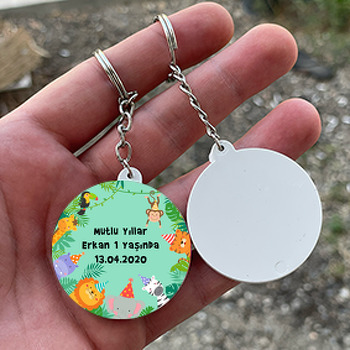 Safari 2 Temalı Daire Plastik Anahtarlık