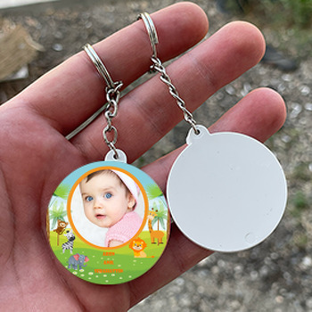 Safari 2 Temalı Resimli Daire Plastik Anahtarlık