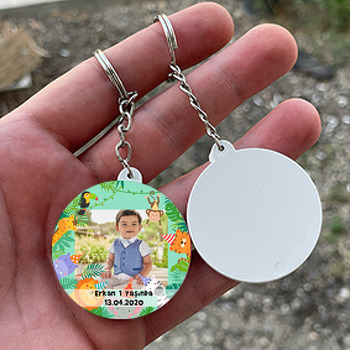 Safari 2 Temalı Resimli Daire Plastik Anahtarlık