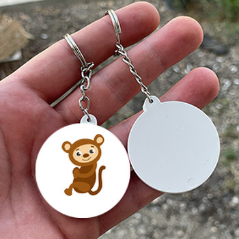 Safari Maymun Temalı Temalı Daire Plastik Anahtarlık 