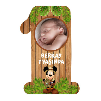Safari Mickey Mouse ile Masif Fon Temalı Doğum Günü Magnet