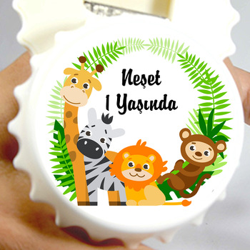 Safari Orman Hayvanları Temalı Kapak Şekilli Magnet Açacak