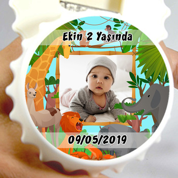 Safari Temalı Resimli Doğum Günü Magnet Açacak