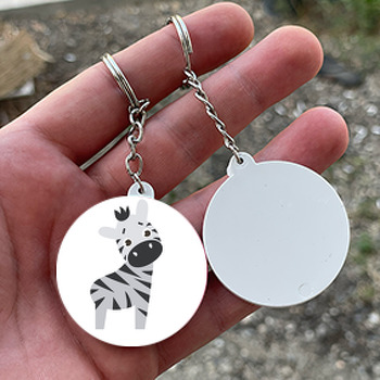 Safari Zebra Temalı Temalı Daire Plastik Anahtarlık 