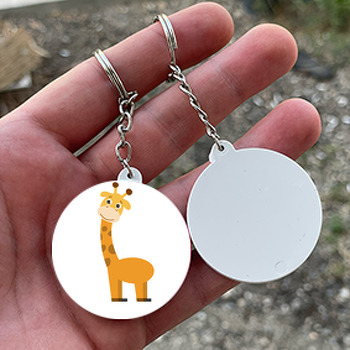 Safari Zürafa Temalı Temalı Daire Plastik Anahtarlık 