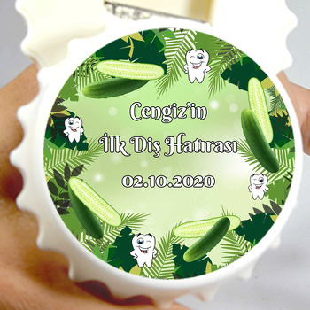 Salatalık ve Diş Yaprak Fon Temalı Kapak Şekilli Magnet Açacak