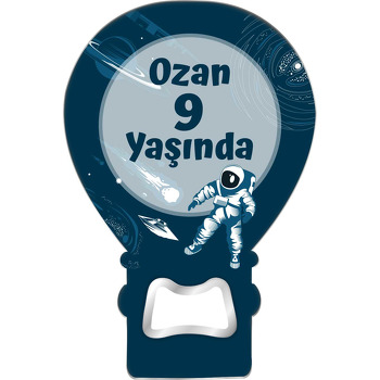 Samanyolu ile Astronot Temalı Balon Ahşap Magnet 