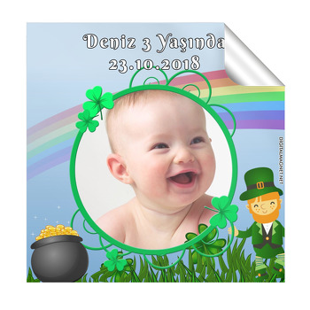 Şans Cücesi Temalı Doğum Günü  Kare Etiket