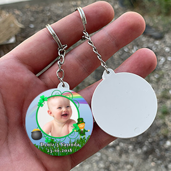 Şans Cücesi Temalı Resimli Daire Plastik Anahtarlık