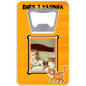 Şanslı Kedi Temalı Dikdörtgen Magnet Açacak