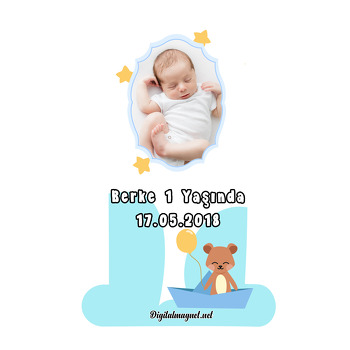Şapkalı Ayı Temalı Doğum Günü Magnet