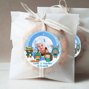 Şapkalı Kar Hayvanları Temalı Resimli Sticker