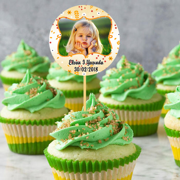 Sarı Çerçeve Temalı Resimli Kürdan Süs