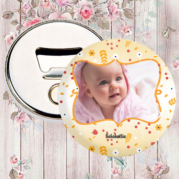 Sarı Çerçeve Temalı Resimli Magnet Açacak