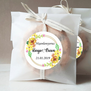 Sarı Çiçekler Temalı Söz Nişan Nikah Sticker