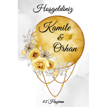 Sarı Dolunay ile Güller Temalı Afiş