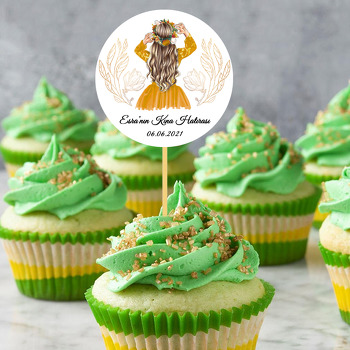 Sarı Elbiseli Kız ile Nişan Temalı Parti Kürdan Süs