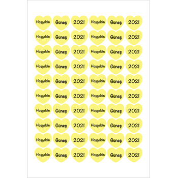 Sarı Kalp Temalı Şekilli Sticker