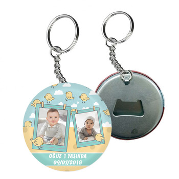 Sarı Kuşlar Temalı Resimli Arkası Açacak Anahtarlık