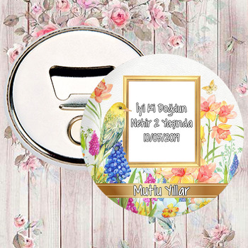Sarı Kuşlar Ve Sümbül Temalı Magnet Açacak