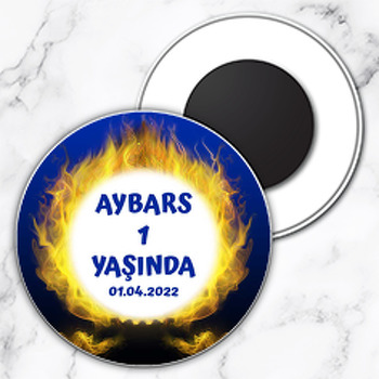 Sarı Lacivert Temalı Daire Plastik Magnet