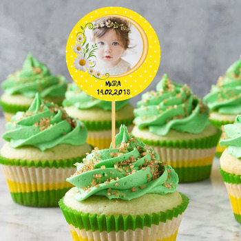 Sarı Papatya Temalı Resimli Kürdan Süs