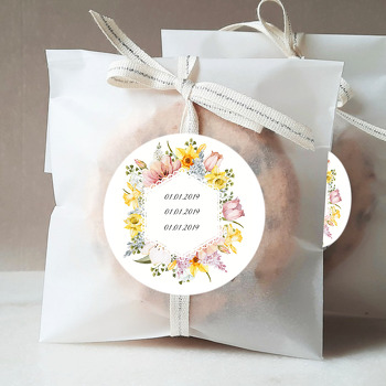Sarı Pembe Çiçekler Temalı Söz Nişan Nikah Sticker