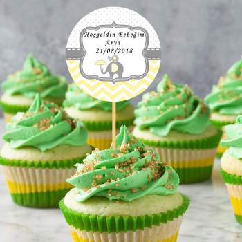 Sarı ve Gri Fil Temalı Kürdan Süs