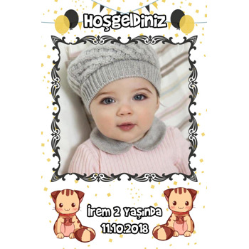 Sarı ve Siyah Balon Temalı Doğum Günü Afiş